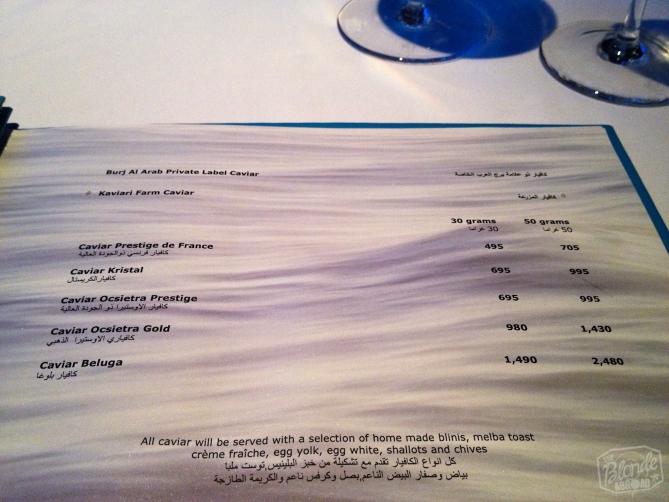 Dinner inside the Burj Al Arab... Not quite backpacker prices!