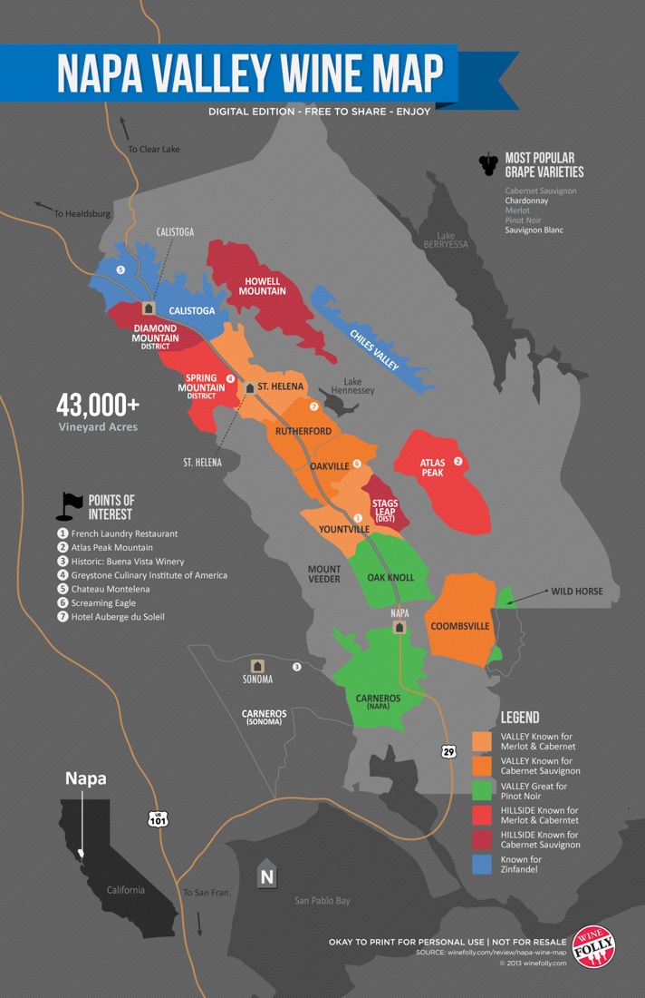 Napa Valley Wine Map