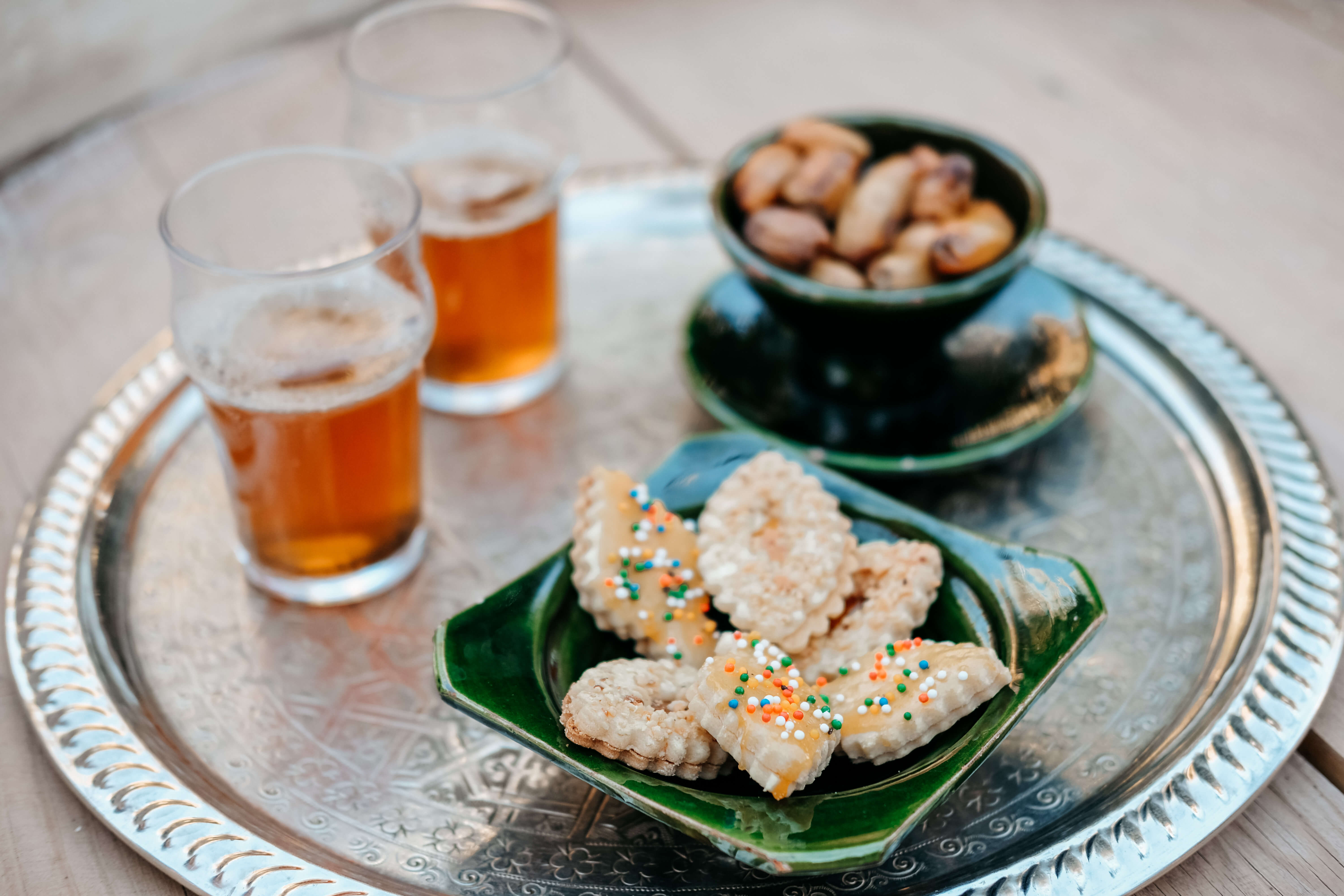 cookies and tea at l'ma lodge in Morocco