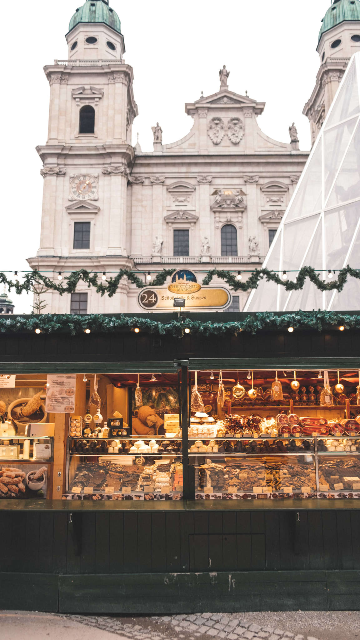 christmas market booths in salzburg