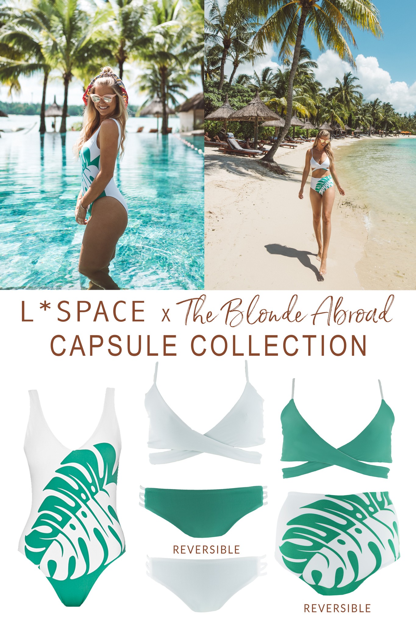 LSPACE x Gold Coast Girls Blog Teal and White Bikini Collection