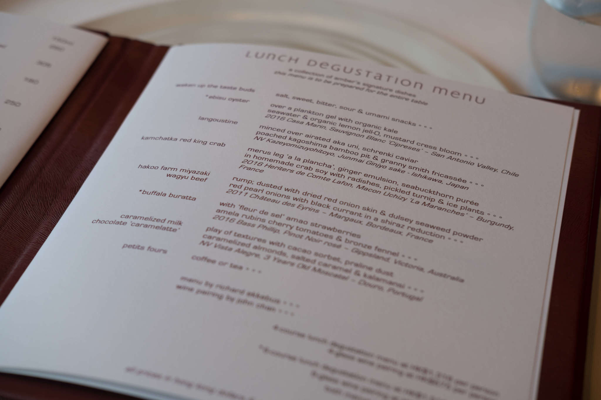 Landmark Mandarin Oriental Menu