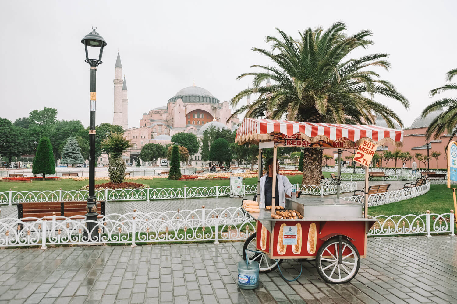 Snack cart outside mosque